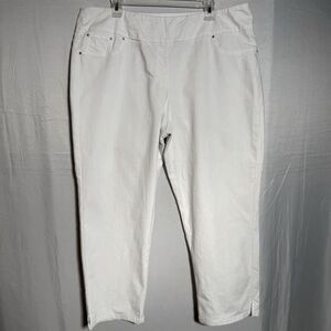Ruby Rd White Capri Pants 18W Plus Stretch Pull On Casual Summer Women